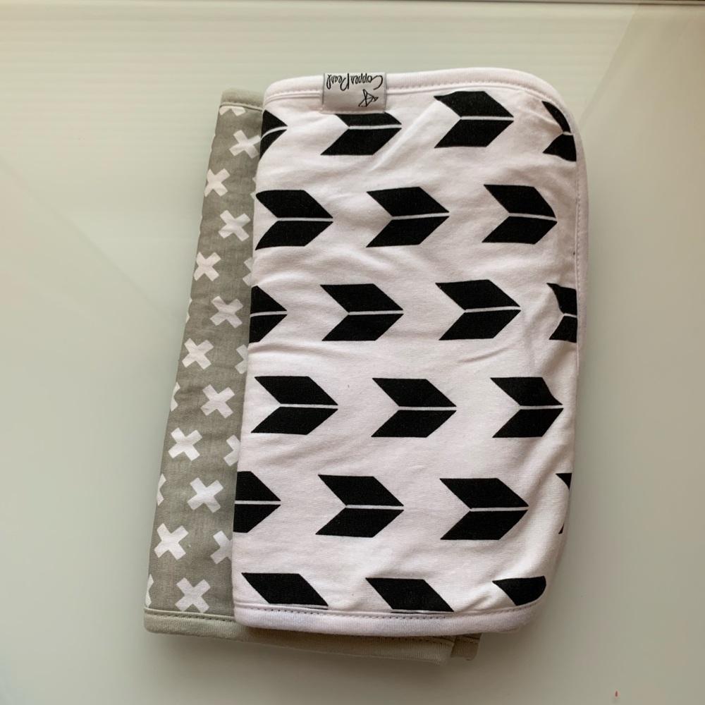 Two Copper Pearl baby burp cloths